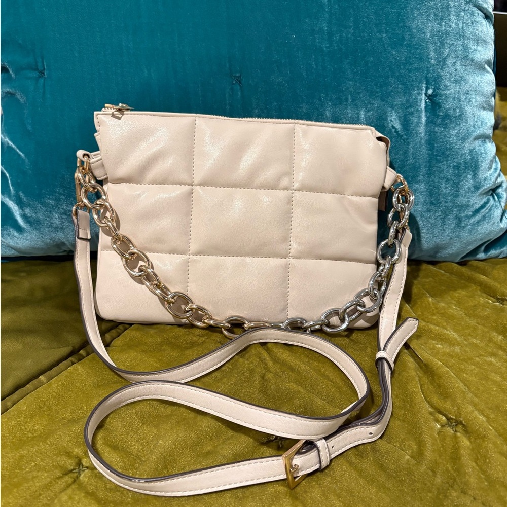 Kate Landry Chain Strap Cream Bag